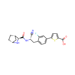 N#C[C@H](Cc1ccc(-c2ccc(C(=O)O)s2)cc1F)NC(=O)[C@H]1N[C@@H]2CC[C@H]1C2 ZINC000219317971