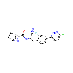 N#C[C@H](Cc1ccc(-c2ccc(Cl)nn2)cc1F)NC(=O)[C@H]1N[C@@H]2CC[C@H]1C2 ZINC000219300913