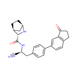 N#C[C@H](Cc1ccc(-c2ccc3c(c2)C(=O)CC3)cc1)NC(=O)[C@H]1N[C@@H]2CC[C@H]1C2 ZINC000221939744