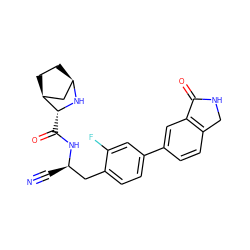 N#C[C@H](Cc1ccc(-c2ccc3c(c2)C(=O)NC3)cc1F)NC(=O)[C@H]1N[C@@H]2CC[C@H]1C2 ZINC000219319842