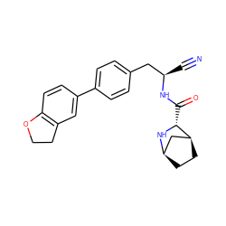 N#C[C@H](Cc1ccc(-c2ccc3c(c2)CCO3)cc1)NC(=O)[C@H]1N[C@@H]2CC[C@H]1C2 ZINC000221915850