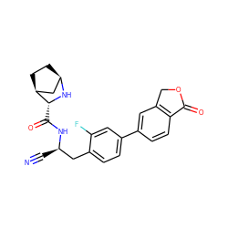 N#C[C@H](Cc1ccc(-c2ccc3c(c2)COC3=O)cc1F)NC(=O)[C@H]1N[C@@H]2CC[C@H]1C2 ZINC000219320800