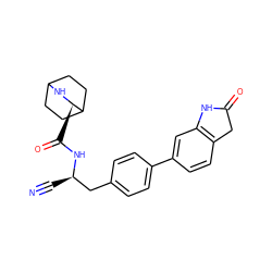 N#C[C@H](Cc1ccc(-c2ccc3c(c2)NC(=O)C3)cc1)NC(=O)[C@H]1NC2CCC1CC2 ZINC000169709112