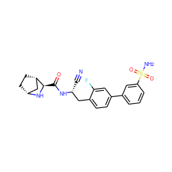 N#C[C@H](Cc1ccc(-c2cccc(S(N)(=O)=O)c2)cc1F)NC(=O)[C@H]1N[C@@H]2CC[C@H]1C2 ZINC000219324088