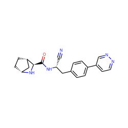 N#C[C@H](Cc1ccc(-c2ccnnc2)cc1)NC(=O)[C@H]1N[C@@H]2CC[C@H]1C2 ZINC000221930560