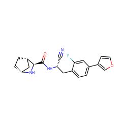 N#C[C@H](Cc1ccc(-c2ccoc2)cc1F)NC(=O)[C@H]1N[C@@H]2CC[C@H]1C2 ZINC000219297841