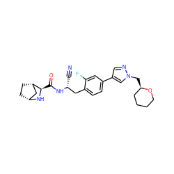 N#C[C@H](Cc1ccc(-c2cnn(C[C@@H]3CCCCO3)c2)cc1F)NC(=O)[C@H]1N[C@@H]2CC[C@H]1C2 ZINC000219308622