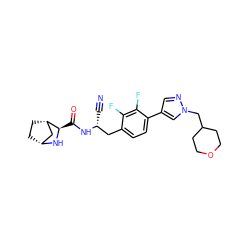 N#C[C@H](Cc1ccc(-c2cnn(CC3CCOCC3)c2)c(F)c1F)NC(=O)[C@H]1N[C@@H]2CC[C@H]1C2 ZINC000219315336