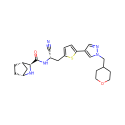 N#C[C@H](Cc1ccc(-c2cnn(CC3CCOCC3)c2)s1)NC(=O)[C@H]1N[C@@H]2CC[C@H]1C2 ZINC000169708975