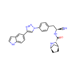 N#C[C@H](Cc1ccc(-n2cc(-c3ccc4[nH]ccc4c3)nn2)cc1)NC(=O)[C@H]1N[C@@H]2CC[C@H]1C2 ZINC000221948269