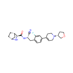 N#C[C@H](Cc1ccc(C2=CCN([C@@H]3CCOC3)CC2)cc1F)NC(=O)[C@H]1N[C@@H]2CC[C@H]1C2 ZINC000219323025