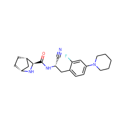 N#C[C@H](Cc1ccc(N2CCCCC2)cc1F)NC(=O)[C@H]1N[C@@H]2CC[C@H]1C2 ZINC000219297711