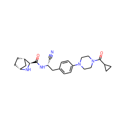 N#C[C@H](Cc1ccc(N2CCN(C(=O)C3CC3)CC2)cc1)NC(=O)[C@H]1N[C@@H]2CC[C@H]1C2 ZINC000221946430