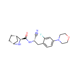 N#C[C@H](Cc1ccc(N2CCOCC2)cc1F)NC(=O)[C@H]1N[C@@H]2CC[C@H]1C2 ZINC000219318272