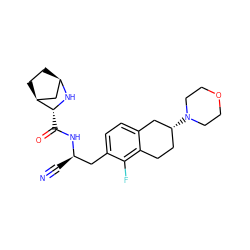 N#C[C@H](Cc1ccc2c(c1F)CC[C@@H](N1CCOCC1)C2)NC(=O)[C@H]1N[C@@H]2CC[C@H]1C2 ZINC000219325326