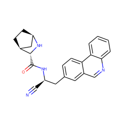 N#C[C@H](Cc1ccc2c(cnc3ccccc32)c1)NC(=O)[C@H]1N[C@@H]2CC[C@H]1C2 ZINC000219292327