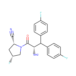 N#C[C@H]1C[C@@H](F)CN1C(=O)[C@@H](N)C(c1ccc(F)cc1)c1ccc(F)cc1 ZINC000001489372