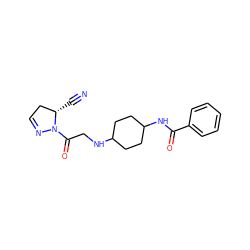 N#C[C@H]1CC=NN1C(=O)CNC1CCC(NC(=O)c2ccccc2)CC1 ZINC000028369651