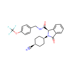 N#C[C@H]1CC[C@@H](N2C(=O)c3ccccc3[C@@H]2C(=O)NCc2ccc(OC(F)(F)F)cc2)CC1 ZINC000140653881