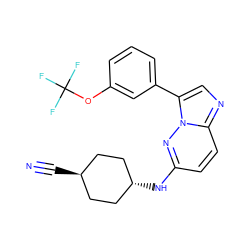 N#C[C@H]1CC[C@H](Nc2ccc3ncc(-c4cccc(OC(F)(F)F)c4)n3n2)CC1 ZINC001772633674