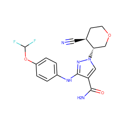 N#C[C@H]1CCOC[C@@H]1n1cc(C(N)=O)c(Nc2ccc(OC(F)F)cc2)n1 ZINC001772581134