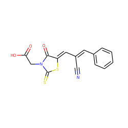 N#CC(=C\c1ccccc1)/C=C1\SC(=S)N(CC(=O)O)C1=O ZINC000103229610