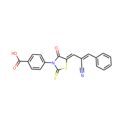 N#CC(=C\c1ccccc1)/C=C1\SC(=S)N(c2ccc(C(=O)O)cc2)C1=O ZINC000103228432