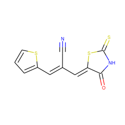 N#CC(=C\c1cccs1)/C=C1\SC(=S)NC1=O ZINC000103228428