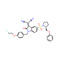 N#CC(C#N)=C1C(=O)N(Cc2ccc(OCCF)cc2)c2ccc(S(=O)(=O)N3CCC[C@H]3COc3ccccc3)cc21 ZINC000059111999