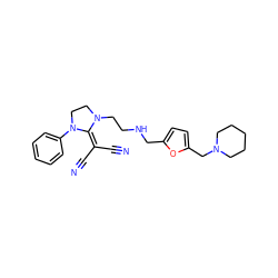 N#CC(C#N)=C1N(CCNCc2ccc(CN3CCCCC3)o2)CCN1c1ccccc1 ZINC000036338473