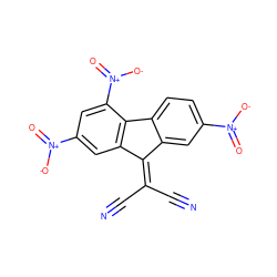 N#CC(C#N)=C1c2cc([N+](=O)[O-])ccc2-c2c1cc([N+](=O)[O-])cc2[N+](=O)[O-] ZINC000036177752