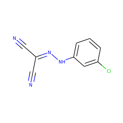 N#CC(C#N)=NNc1cccc(Cl)c1 ZINC000000161387