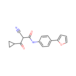 N#CC(C(=O)Nc1ccc(-c2ccco2)cc1)C(=O)C1CC1 ZINC000100785037