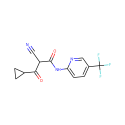 N#CC(C(=O)Nc1ccc(C(F)(F)F)cn1)C(=O)C1CC1 ZINC000100047333