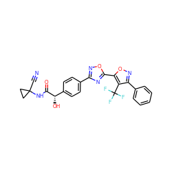 N#CC1(NC(=O)[C@@H](O)c2ccc(-c3noc(-c4onc(-c5ccccc5)c4C(F)(F)F)n3)cc2)CC1 ZINC000072317659