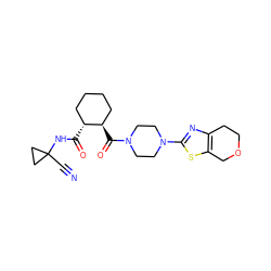 N#CC1(NC(=O)[C@@H]2CCCC[C@H]2C(=O)N2CCN(c3nc4c(s3)COCC4)CC2)CC1 ZINC000084707317