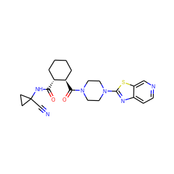 N#CC1(NC(=O)[C@@H]2CCCC[C@H]2C(=O)N2CCN(c3nc4ccncc4s3)CC2)CC1 ZINC000084671830