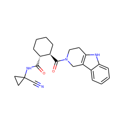 N#CC1(NC(=O)[C@@H]2CCCC[C@H]2C(=O)N2CCc3[nH]c4ccccc4c3C2)CC1 ZINC000095555368