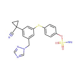 N#CC1(c2cc(Cn3cncn3)cc(Sc3ccc(OS(N)(=O)=O)cc3)c2)CC1 ZINC000473134768