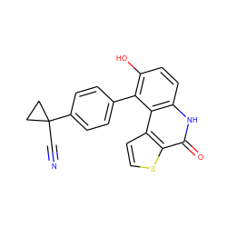 N#CC1(c2ccc(-c3c(O)ccc4[nH]c(=O)c5sccc5c34)cc2)CC1 ZINC000165298952