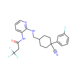 N#CC1(c2cccc(F)c2)CCC(CNc2ncccc2NC(=O)CC(F)(F)F)CC1 ZINC000028818990