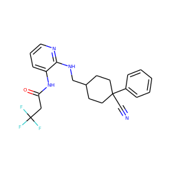 N#CC1(c2ccccc2)CCC(CNc2ncccc2NC(=O)CC(F)(F)F)CC1 ZINC000028818986