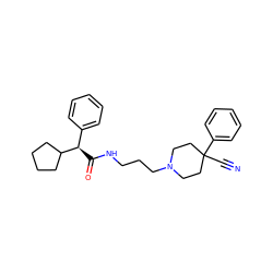 N#CC1(c2ccccc2)CCN(CCCNC(=O)[C@H](c2ccccc2)C2CCCC2)CC1 ZINC000029388658