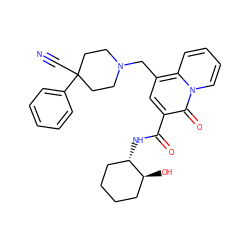 N#CC1(c2ccccc2)CCN(Cc2cc(C(=O)N[C@H]3CCCC[C@@H]3O)c(=O)n3ccccc23)CC1 ZINC000095564229