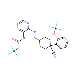 N#CC1(c2ccccc2OC(F)(F)F)CCC(CNc2ncccc2NC(=O)CC(F)(F)F)CC1 ZINC000028819016