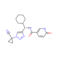 N#CC1(n2cc([C@@H](NC(=O)c3ccc(=O)[nH]c3)C3CCCCC3)nn2)CC1 ZINC000095557941