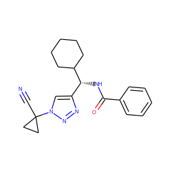 N#CC1(n2cc([C@@H](NC(=O)c3ccccc3)C3CCCCC3)nn2)CC1 ZINC000095562131