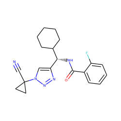 N#CC1(n2cc([C@@H](NC(=O)c3ccccc3F)C3CCCCC3)nn2)CC1 ZINC000095559438