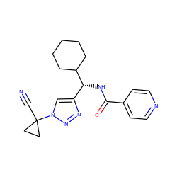 N#CC1(n2cc([C@@H](NC(=O)c3ccncc3)C3CCCCC3)nn2)CC1 ZINC000095560273