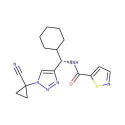 N#CC1(n2cc([C@@H](NC(=O)c3ccns3)C3CCCCC3)nn2)CC1 ZINC000095564011